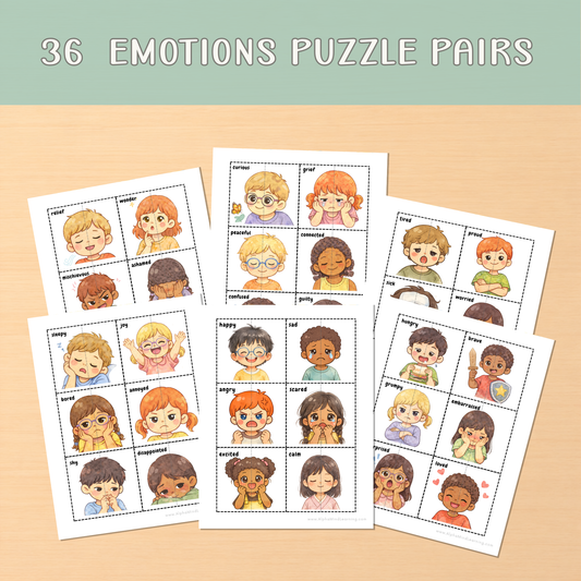 Match the Pair Puzzle & Emotions Chart (w/ Activity Sheets)