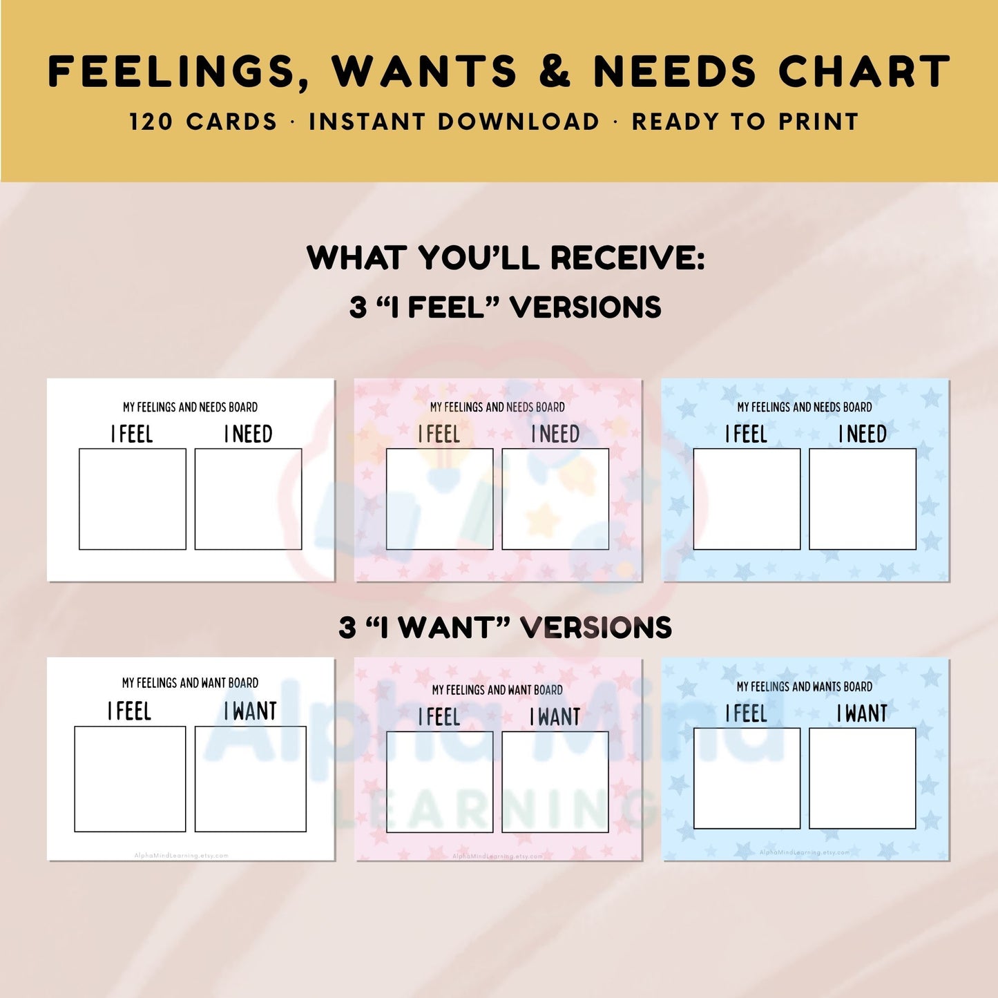 120 I Feel I Want I Need Visual Coping Skills Chart