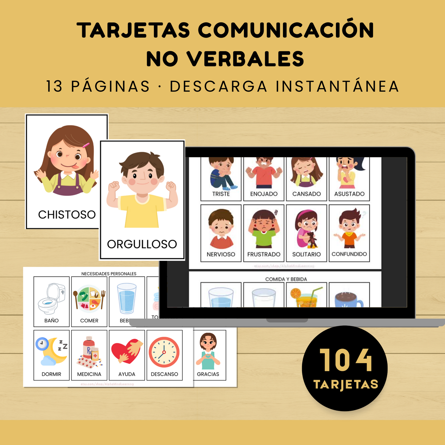 104 Tarjetas de Comunicación No Verbales con Imágenes
