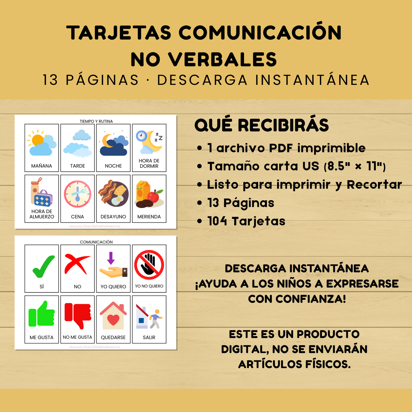 104 Tarjetas de Comunicación No Verbales con Imágenes