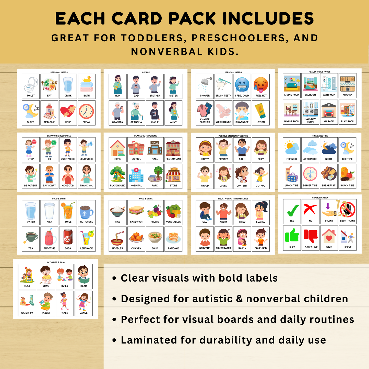 104 Laminated Non Verbal Communication Cards