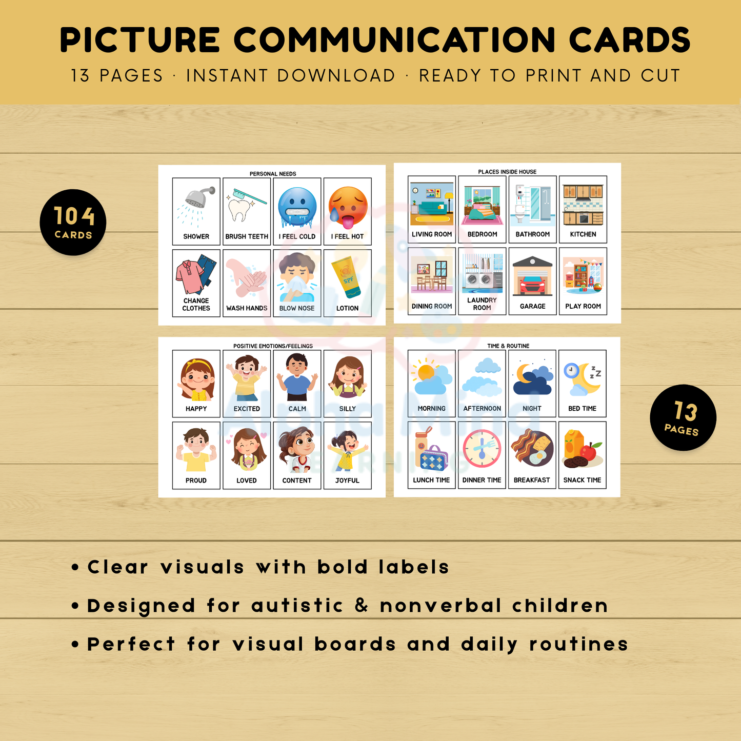 104 Printable Picture Communication Cards