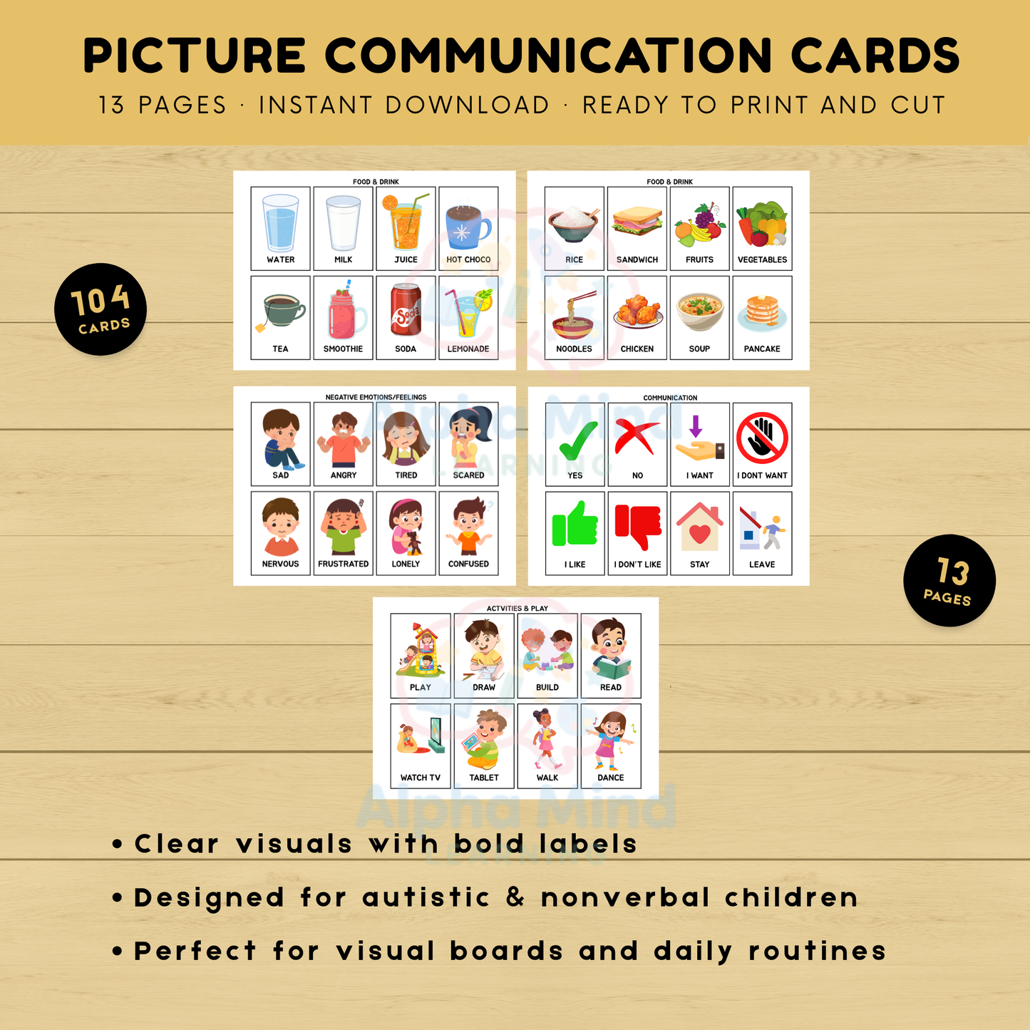 104 Printable Picture Communication Cards