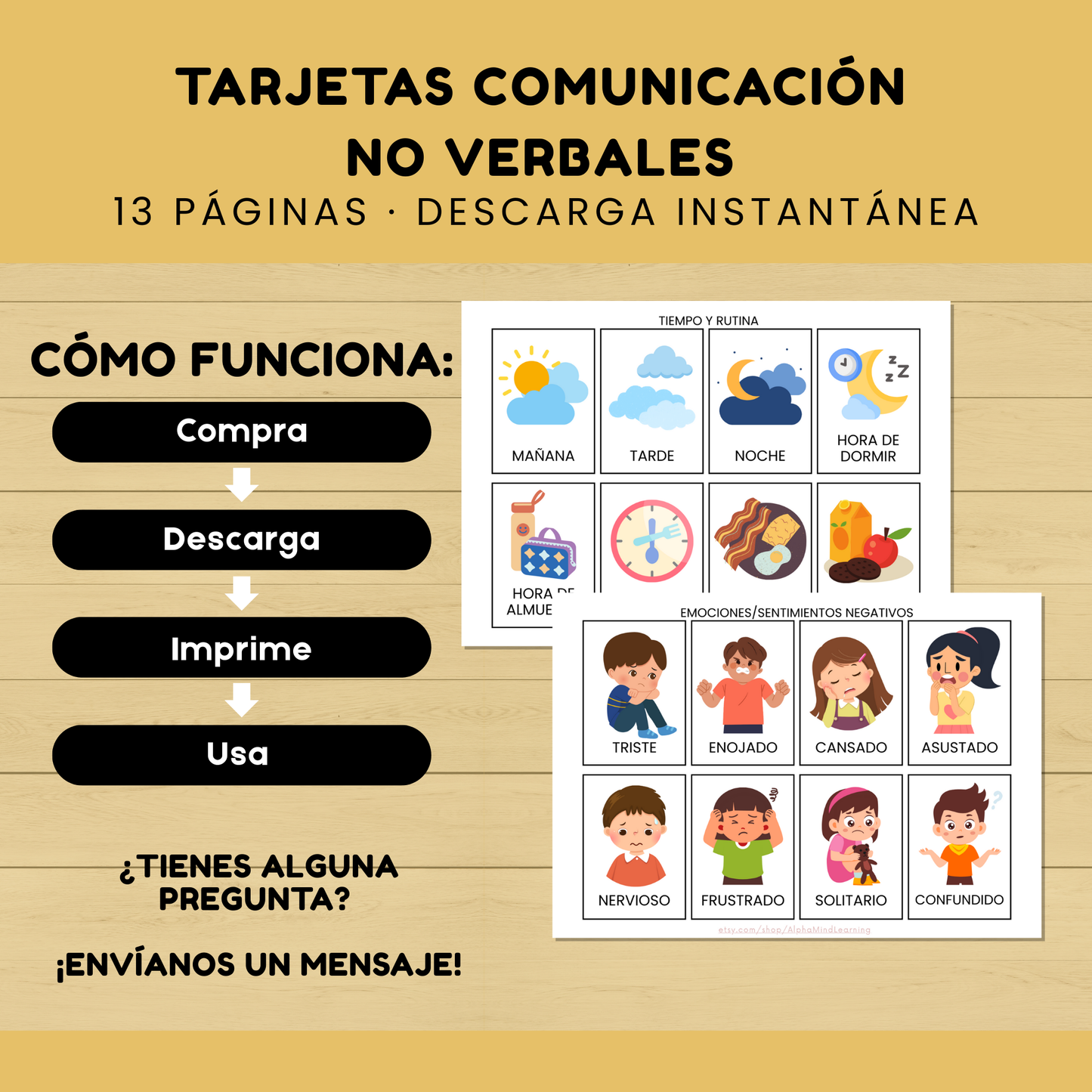 104 Tarjetas de Comunicación No Verbales con Imágenes
