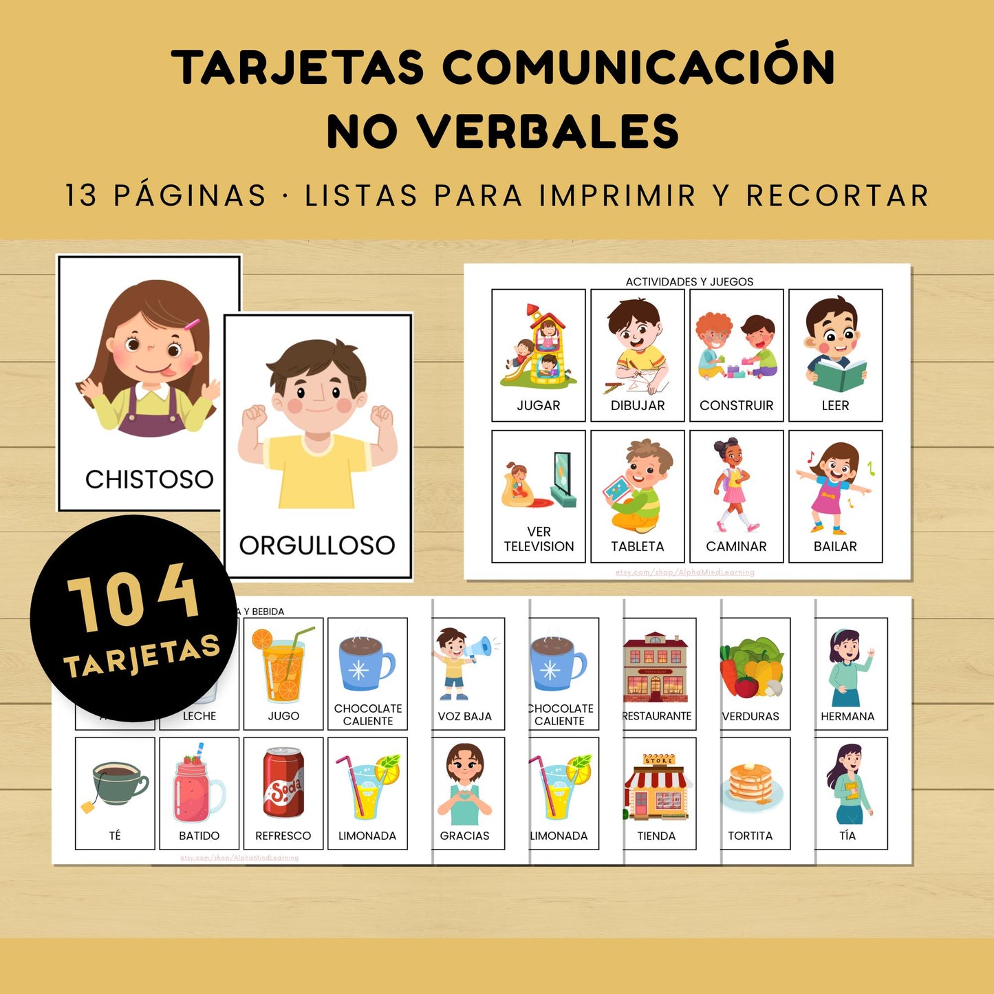 104 Tarjetas de Comunicación No Verbales con Imágenes