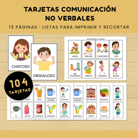 104 Tarjetas de Comunicación No Verbales con Imágenes